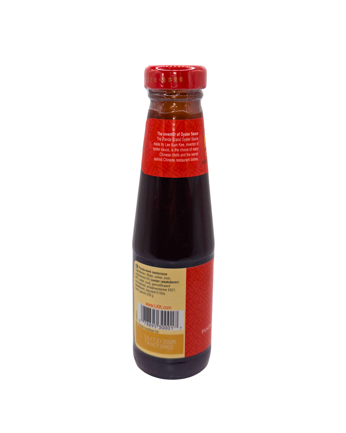 LEE KUM KEE Panda Brand Austernsauce 255 g Rückseite mit Zutaten und Nährwertangaben